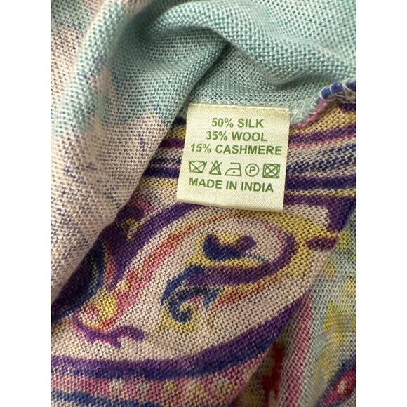 Courage.b Long-Sleeve Top Size Small Silk Wool Cashmere Multicolor Paisley - Picture 3 of 4